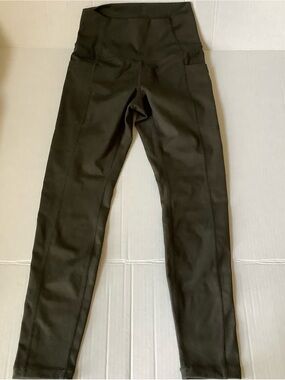 ETHOS Dark Olive Green High Rise Leggings with Pockets Size XXS